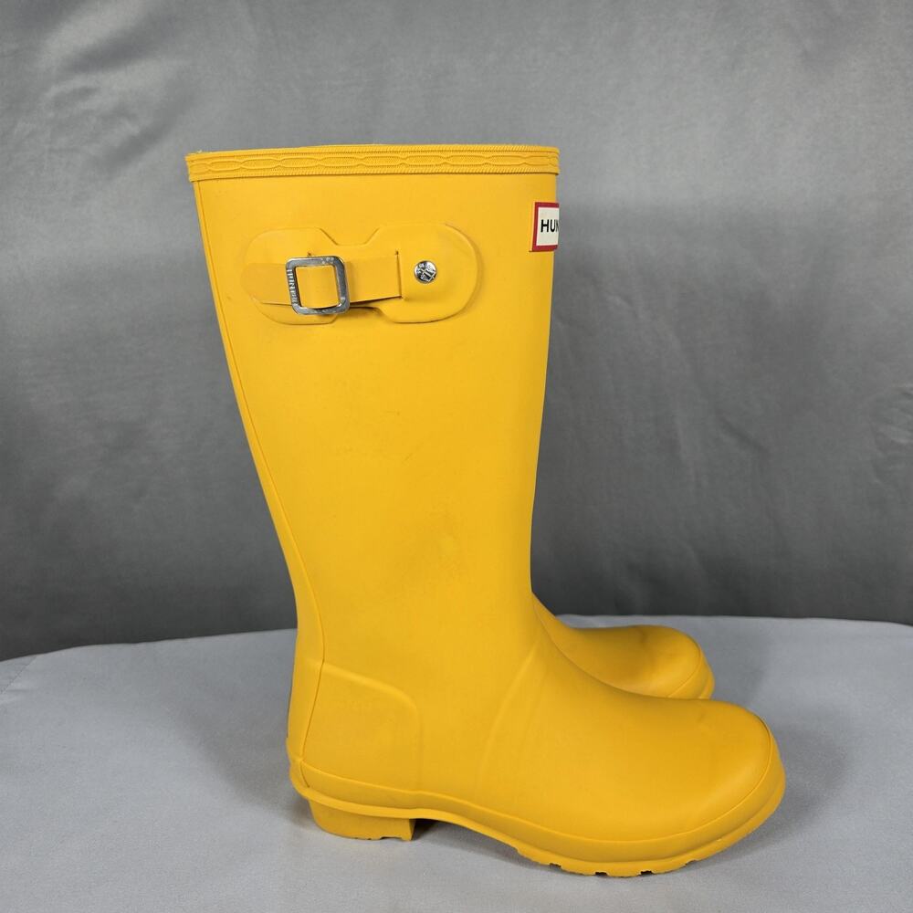 Hunter Original Kids Tall Rain Boots 3 Yellow Rubber Waterproof Strap JFT6000